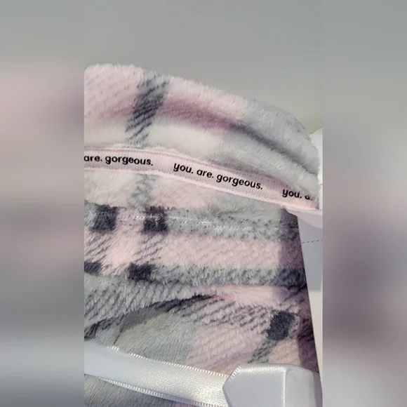 Pink and Gray Plaid Blanket - Picture 2 of 6